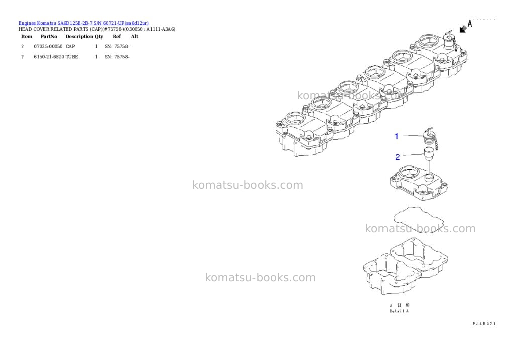 Komatsu sa6d125e-2b-7 s/n 60721-up Parts catalog cover Page 3 Komatsu sa6d125e-2b-7 s/n 60721-up Parts catalog cover Page 3