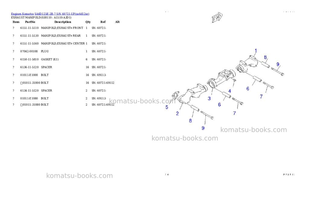 Komatsu sa6d125e-2b-7 s/n 60721-up Parts catalog cover Page 7 Komatsu sa6d125e-2b-7 s/n 60721-up Parts catalog cover Page 7