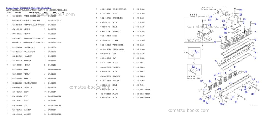 Komatsu SA6D125E-2L-7 S/N 60721-UP Parts catalog cover Page 2 Komatsu SA6D125E-2L-7 S/N 60721-UP Parts catalog cover Page 2