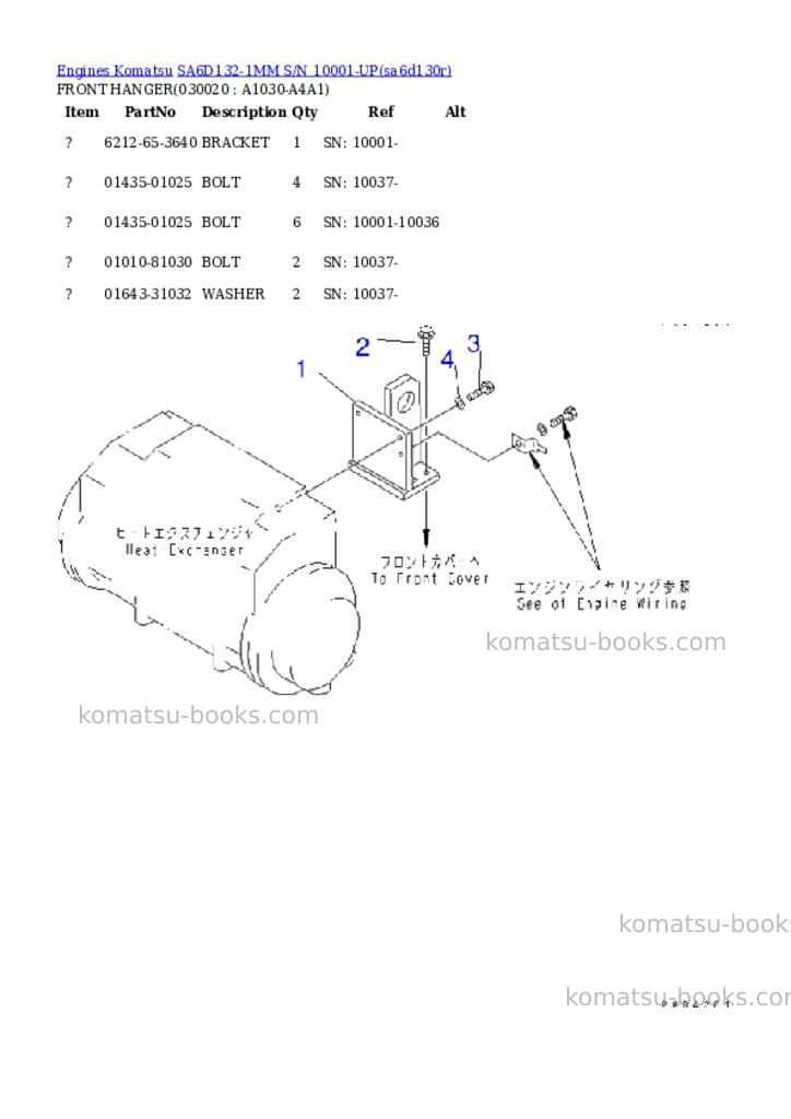 Komatsu sa6d132-1mm s/n 10001-up Parts catalog cover Komatsu sa6d132-1mm s/n 10001-up Parts catalog cover
