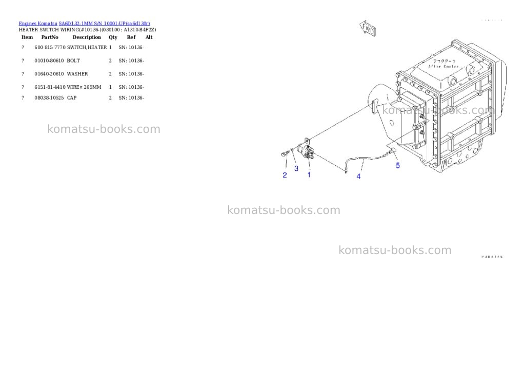 Komatsu sa6d132-1mm s/n 10001-up Parts catalog cover Page 8 Komatsu sa6d132-1mm s/n 10001-up Parts catalog cover Page 8