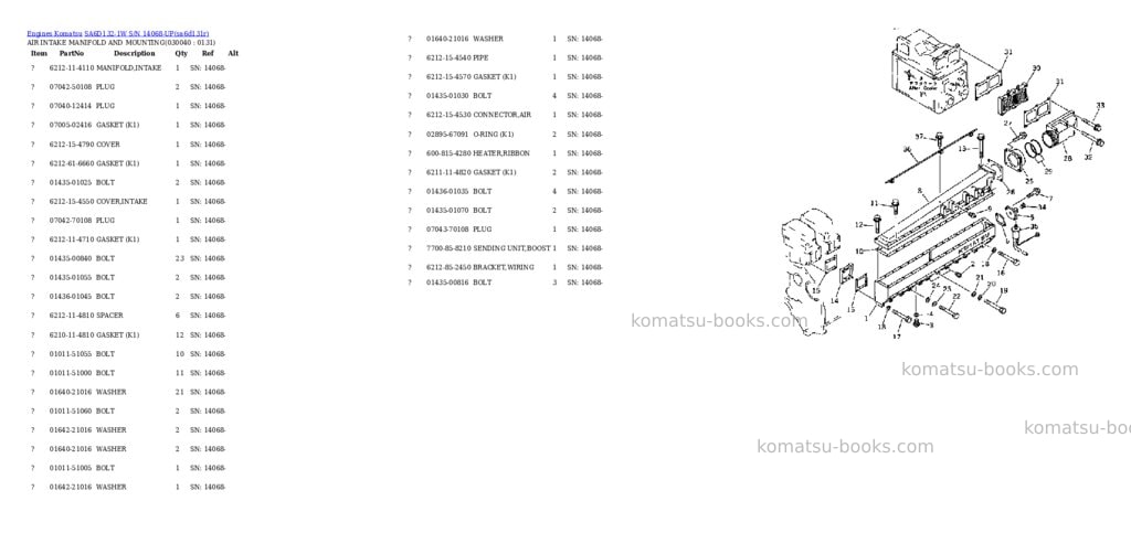 Komatsu sa6d132-1w s/n 14068-up Parts catalog cover Page 3