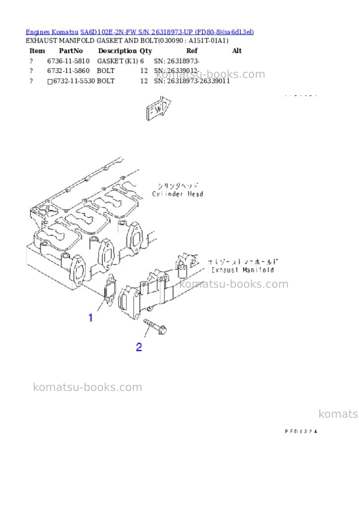 Komatsu SA6D102E-2N-FW S/N 26318973-UP (FD80-8) Parts catalog cover Page 8 Komatsu SA6D102E-2N-FW S/N 26318973-UP (FD80-8) Parts catalog cover Page 8