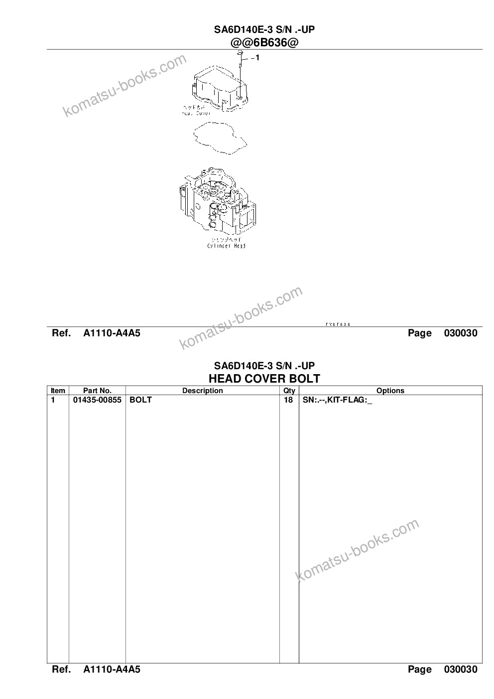 Komatsu sa6d140e-3 s/n .-up Parts catalog cover Page 7