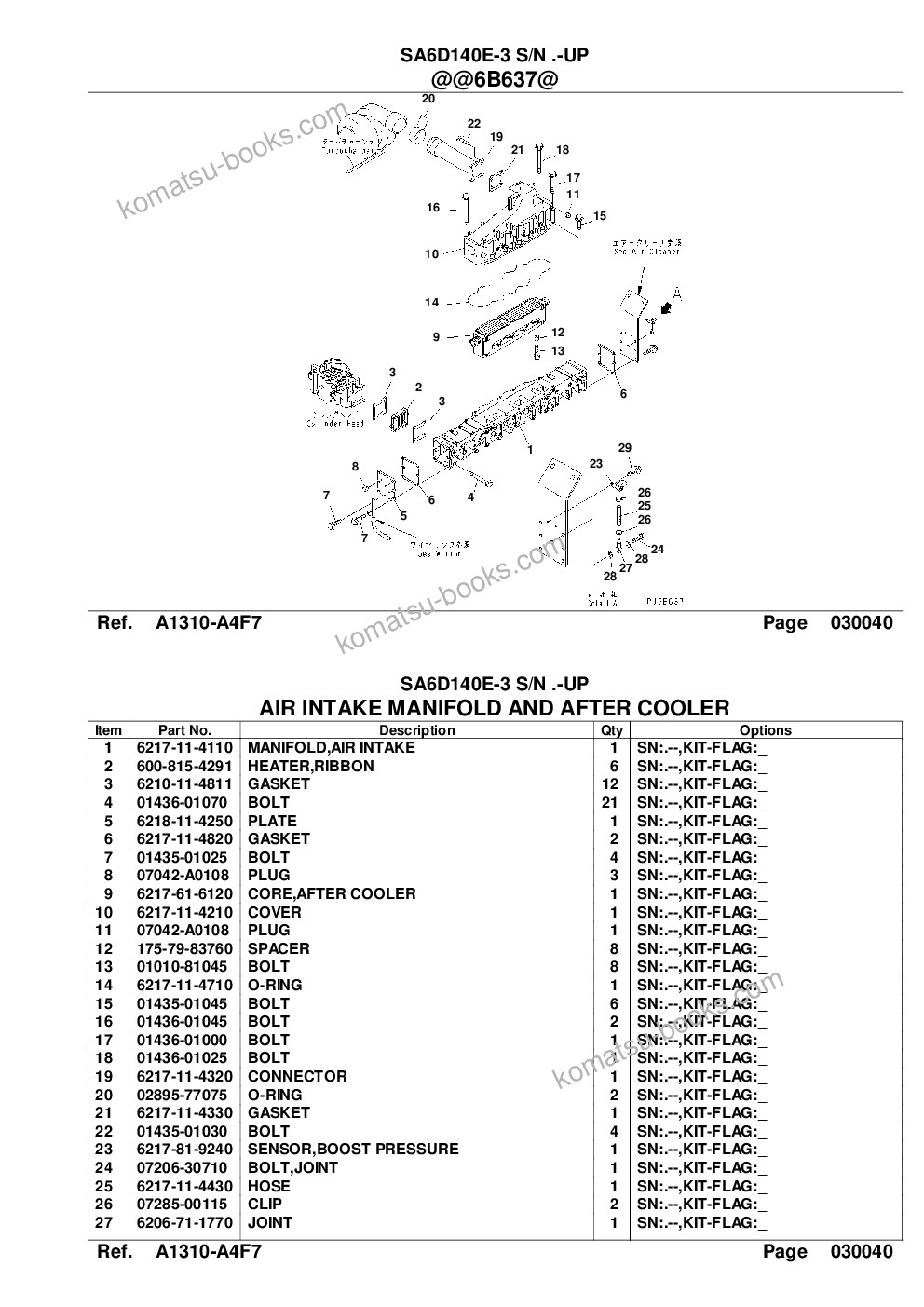 Komatsu sa6d140e-3 s/n .-up Parts catalog cover Page 8