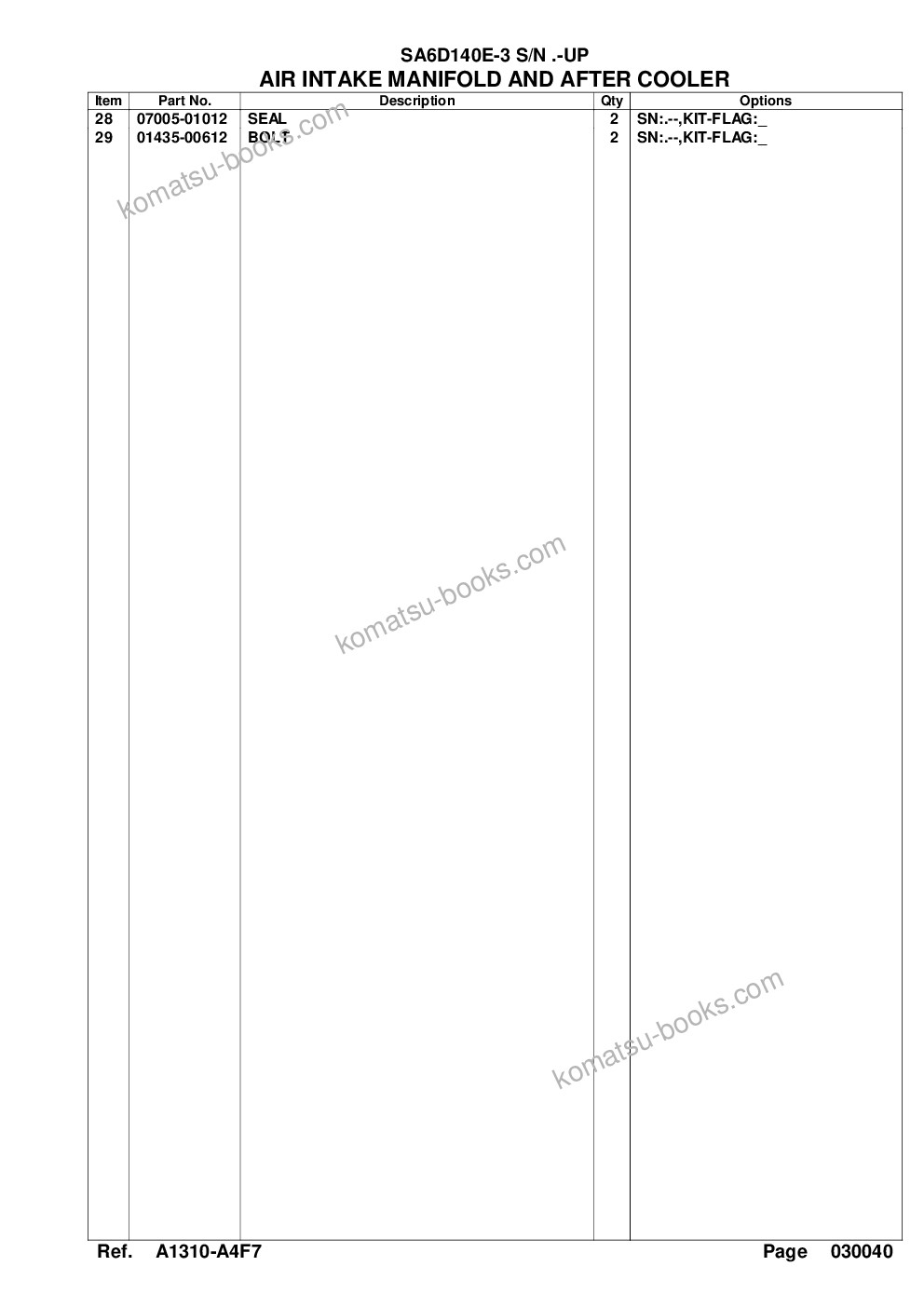 Komatsu sa6d140e-3 s/n .-up Parts catalog cover Page 9
