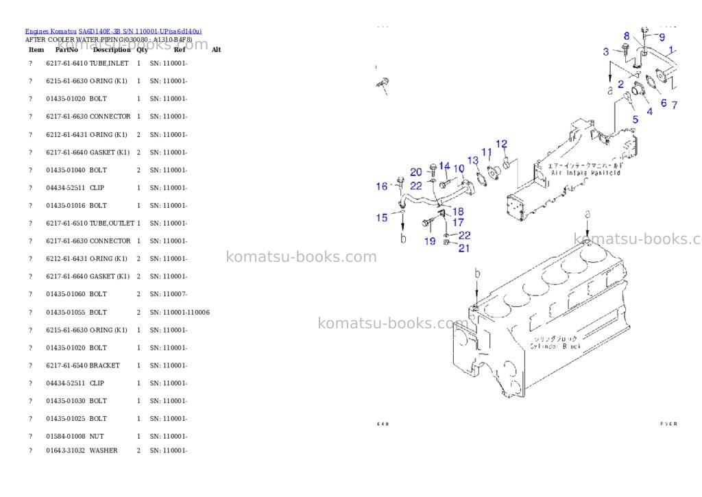 Komatsu sa6d140e-3b s/n 110001-up Parts catalog cover Page 7 Komatsu sa6d140e-3b s/n 110001-up Parts catalog cover Page 7
