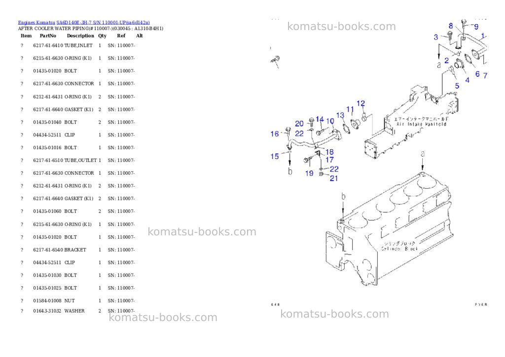 Komatsu sa6d140e-3h-7 s/n 110001-up Parts catalog cover Page 4 Komatsu sa6d140e-3h-7 s/n 110001-up Parts catalog cover Page 4