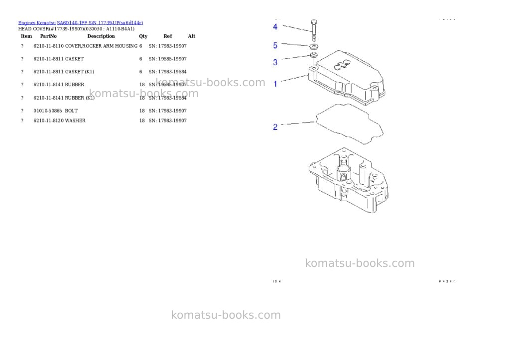 Komatsu sa6d140-1ff s/n 17739-up Parts catalog cover Page 2 Komatsu sa6d140-1ff s/n 17739-up Parts catalog cover Page 2