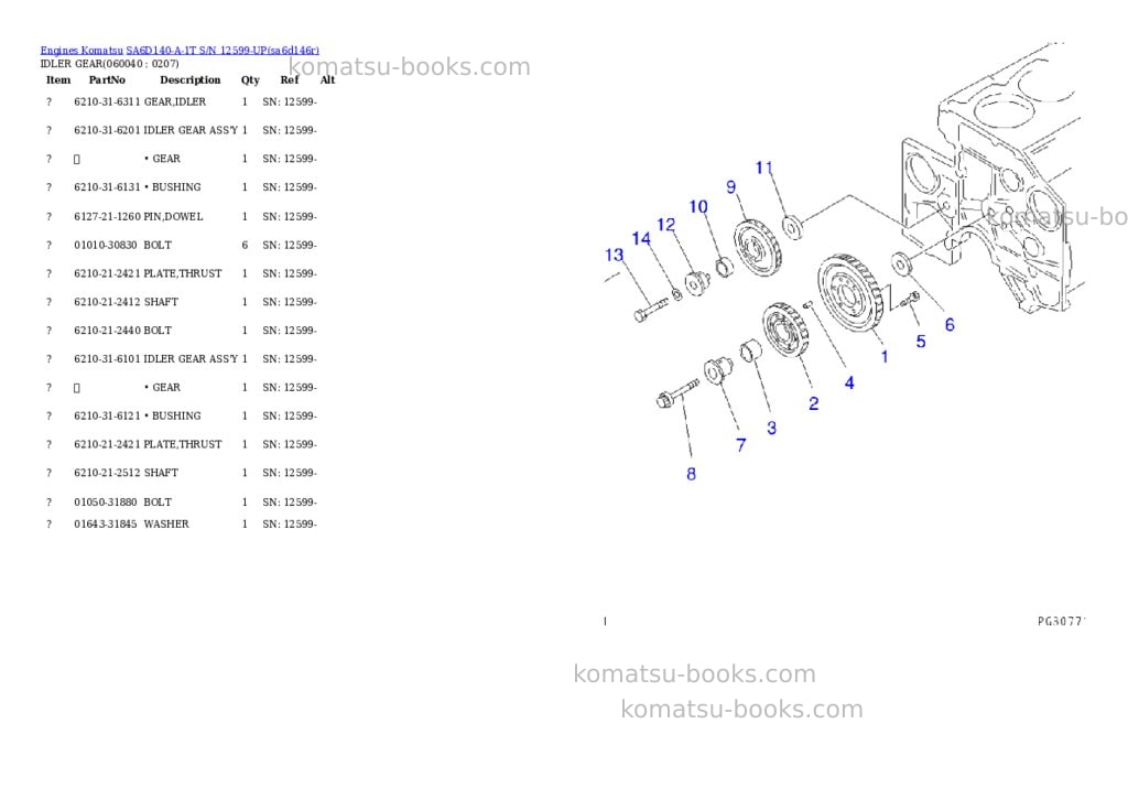 Komatsu sa6d140-a-1t s/n 12599-up Parts catalog cover Page 10