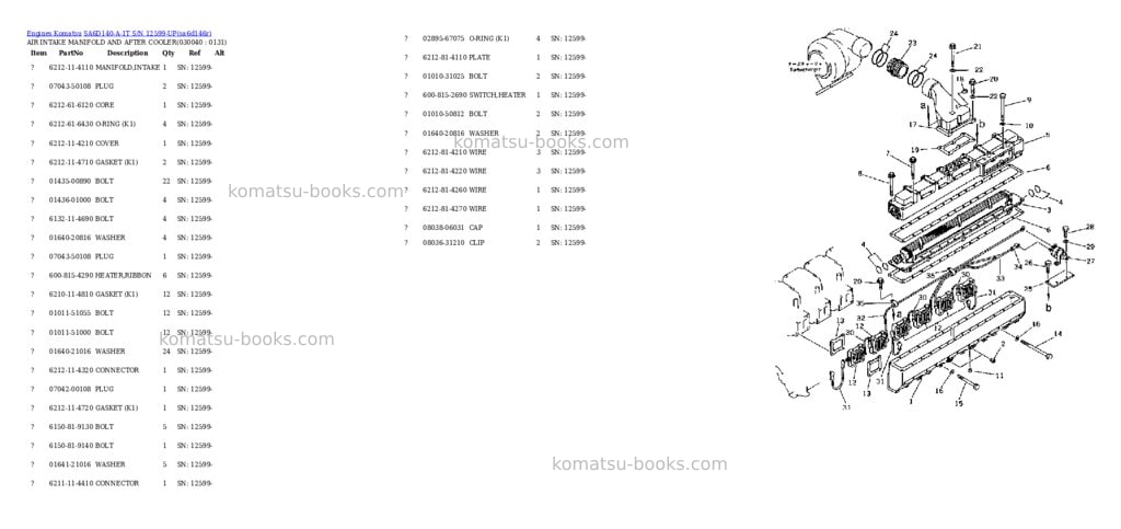 Komatsu sa6d140-a-1t s/n 12599-up Parts catalog cover Page 3