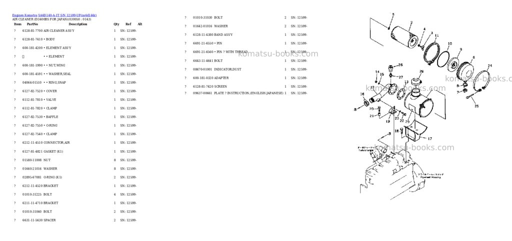 Komatsu sa6d140-a-1t s/n 12599-up Parts catalog cover Page 4