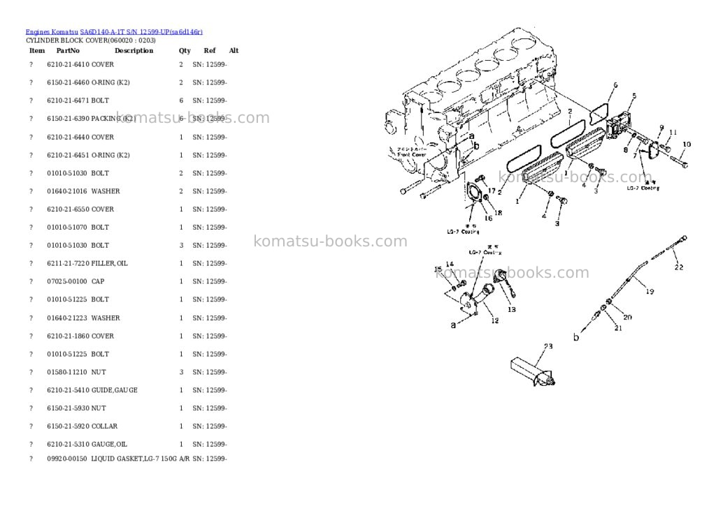 Komatsu sa6d140-a-1t s/n 12599-up Parts catalog cover Page 8