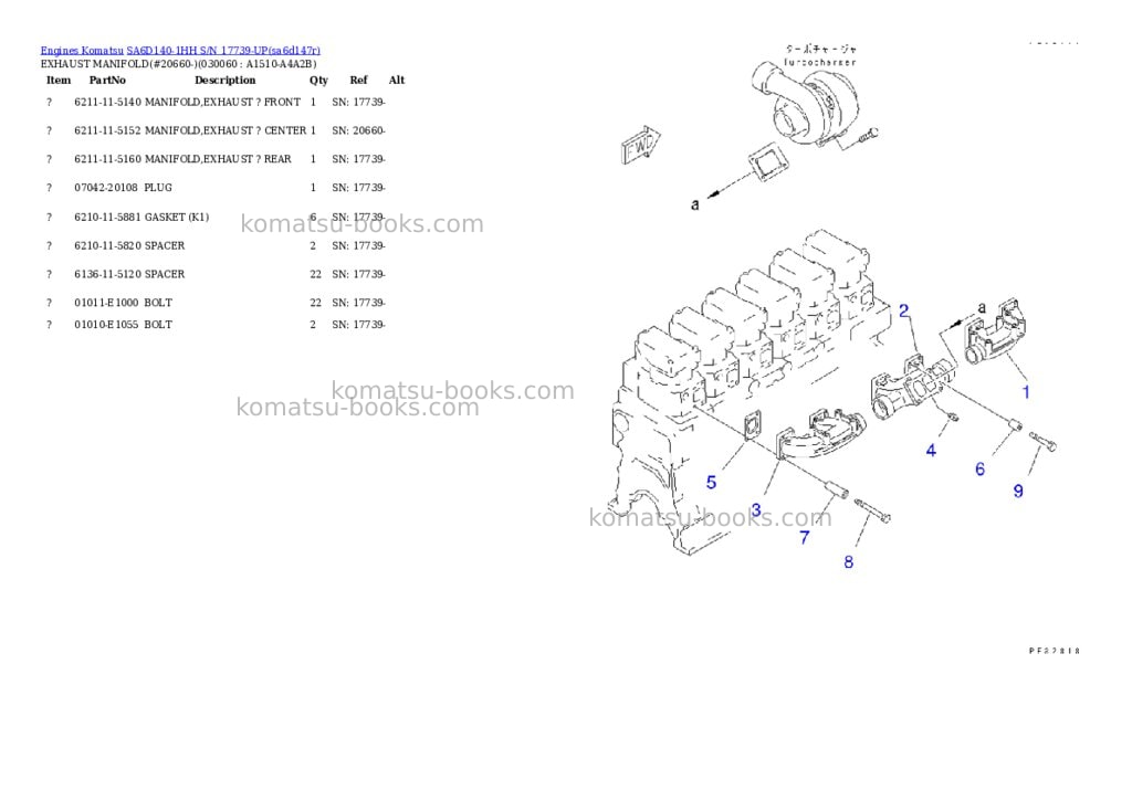 Komatsu sa6d140-1hh s/n 17739-up Parts catalog cover Page 5 Komatsu sa6d140-1hh s/n 17739-up Parts catalog cover Page 5