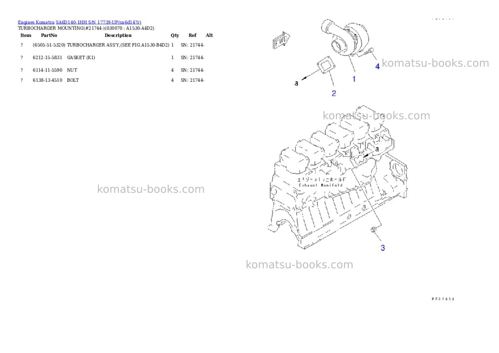 Komatsu sa6d140-1hh s/n 17739-up Parts catalog cover Page 6 Komatsu sa6d140-1hh s/n 17739-up Parts catalog cover Page 6