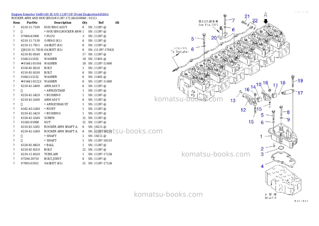 Komatsu SA6D140-1K S/N 11397-UP (Front Engine) Parts catalog cover Page 3 Komatsu SA6D140-1K S/N 11397-UP (Front Engine) Parts catalog cover Page 3