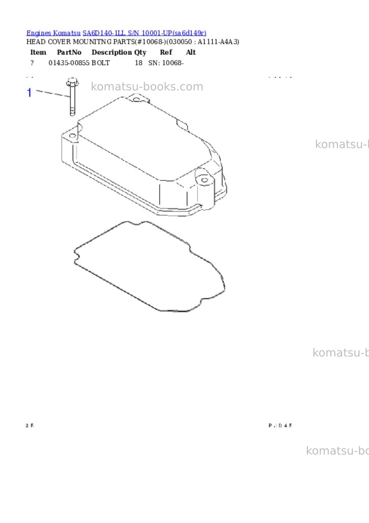 Komatsu sa6d140-1ll s/n 10001-up Parts catalog cover Page 4 Komatsu sa6d140-1ll s/n 10001-up Parts catalog cover Page 4
