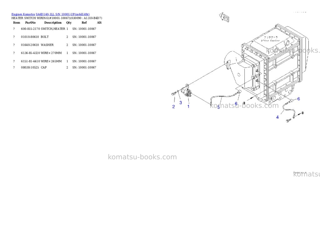 Komatsu sa6d140-1ll s/n 10001-up Parts catalog cover Page 7 Komatsu sa6d140-1ll s/n 10001-up Parts catalog cover Page 7