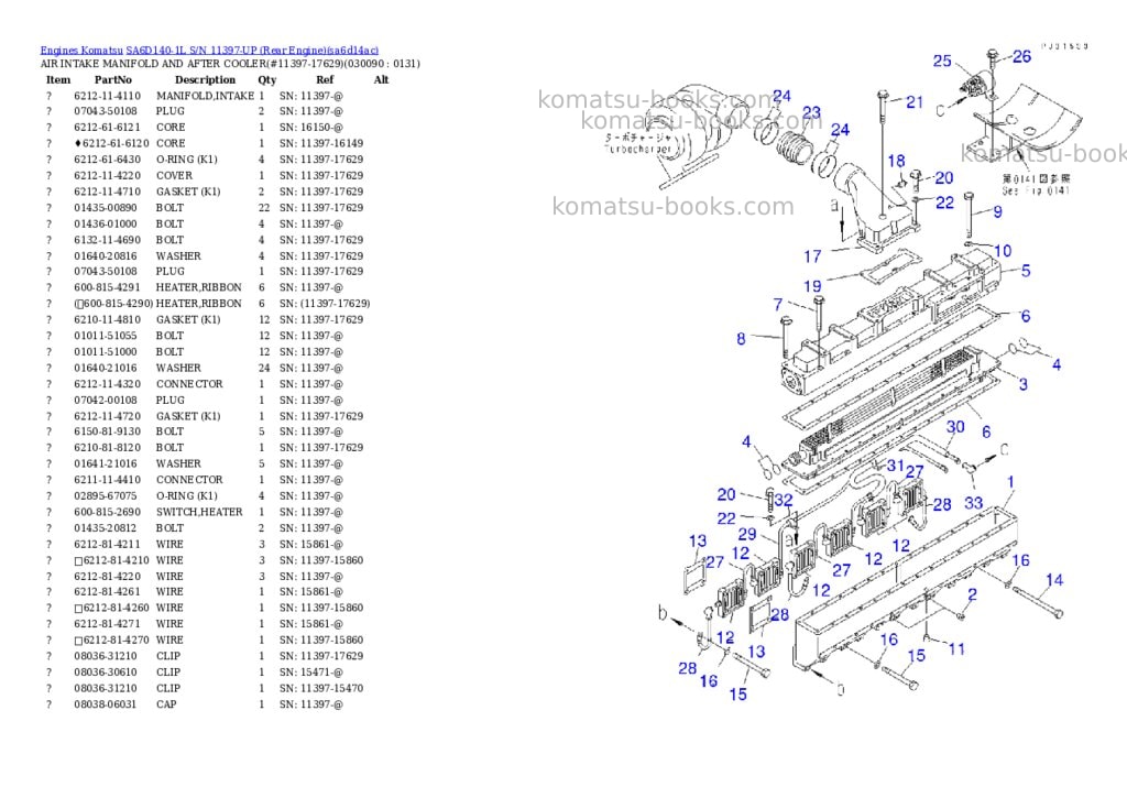 Komatsu SA6D140-1L S/N 11397-UP (Rear Engine) Parts catalog cover Page 8 Komatsu SA6D140-1L S/N 11397-UP (Rear Engine) Parts catalog cover Page 8