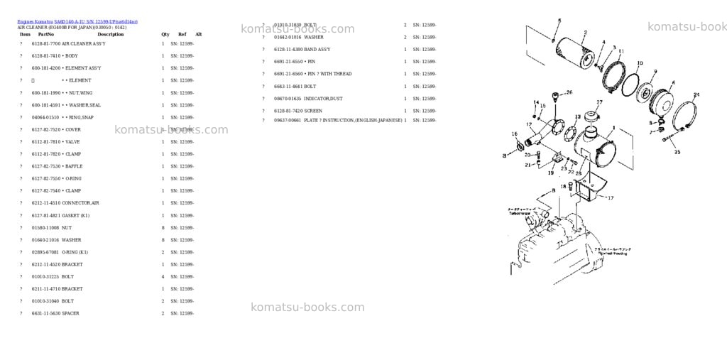 Komatsu sa6d140-a-1u s/n 12599-up Parts catalog cover Page 4 Komatsu sa6d140-a-1u s/n 12599-up Parts catalog cover Page 4