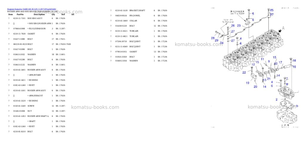 Komatsu sa6d140-1k s/n 11397-up front engine Parts catalog cover Komatsu sa6d140-1k s/n 11397-up front engine Parts catalog cover