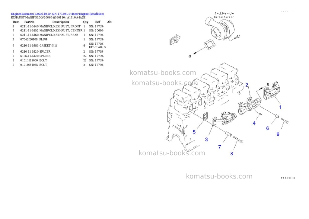 Komatsu SA6D140-1P S/N 17739-UP (Rear Engine) Parts catalog cover Page 10 Komatsu SA6D140-1P S/N 17739-UP (Rear Engine) Parts catalog cover Page 10