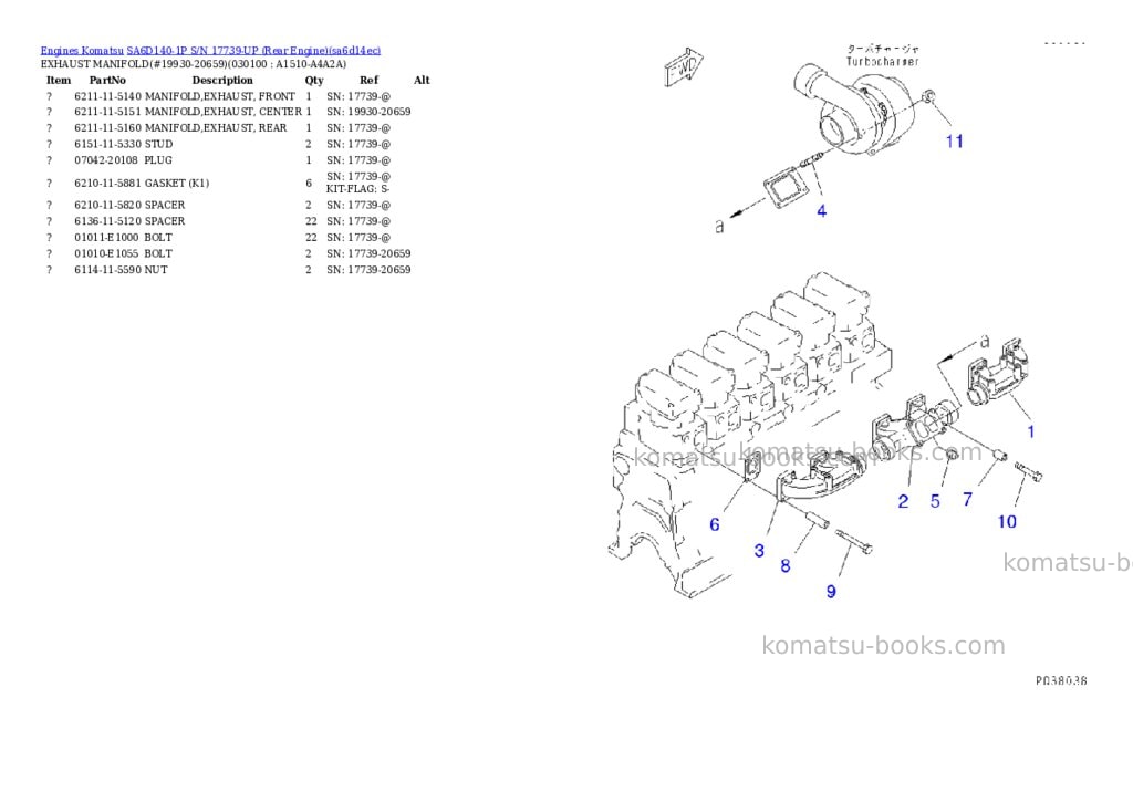 Komatsu SA6D140-1P S/N 17739-UP (Rear Engine) Parts catalog cover Page 9 Komatsu SA6D140-1P S/N 17739-UP (Rear Engine) Parts catalog cover Page 9