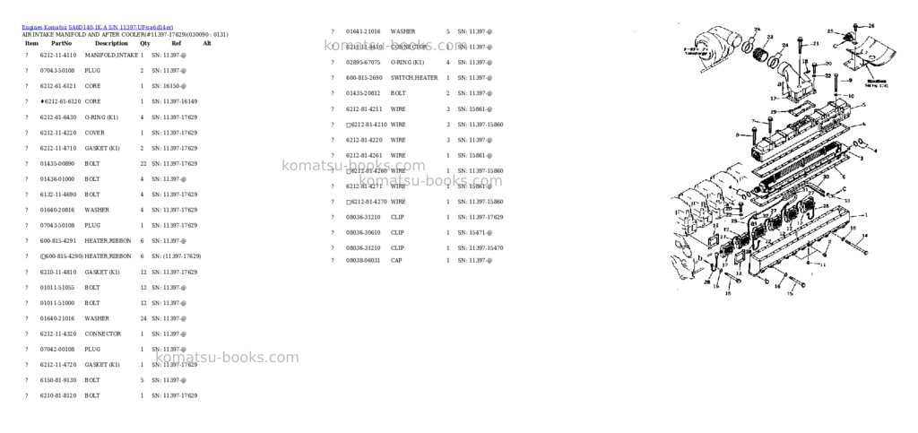 Komatsu sa6d140-1k-a s/n 11397-up Parts catalog cover Page 8 Komatsu sa6d140-1k-a s/n 11397-up Parts catalog cover Page 8