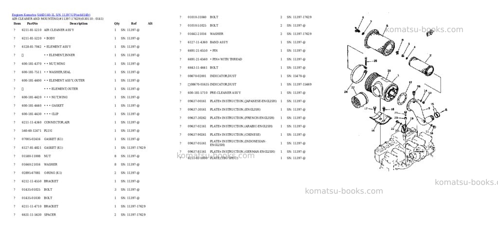 Komatsu sa6d140-1l s/n 11397-up Parts catalog cover Page 10 Komatsu sa6d140-1l s/n 11397-up Parts catalog cover Page 10