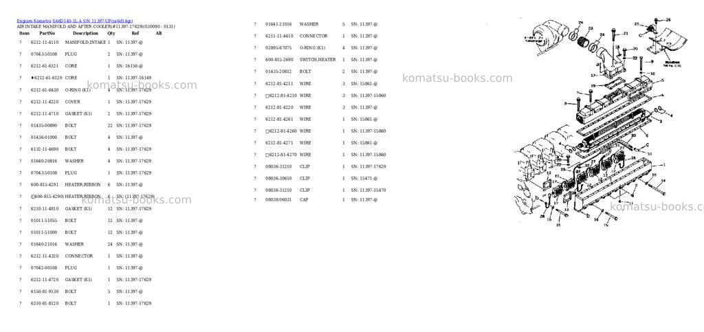 Komatsu sa6d140-1l-a s/n 11397-up Parts catalog cover Page 8
