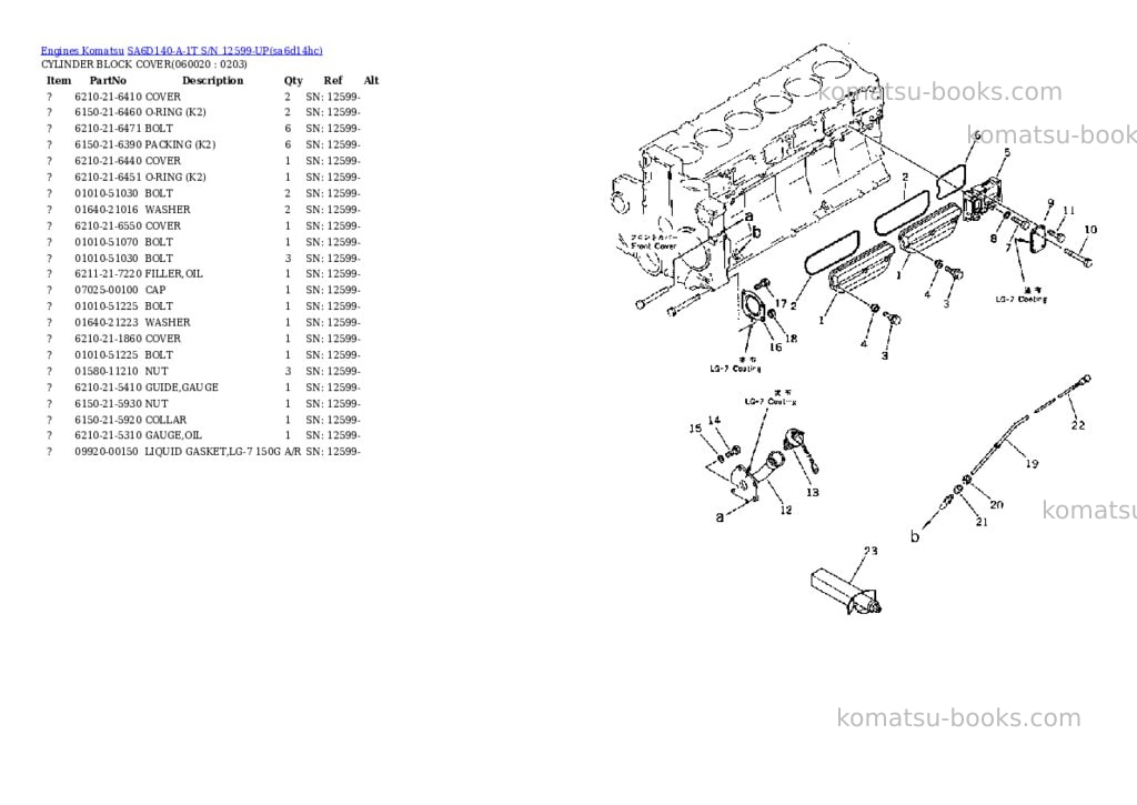 Komatsu SA6D140-A-1T S/N 12599-UP Parts catalog cover Page 9