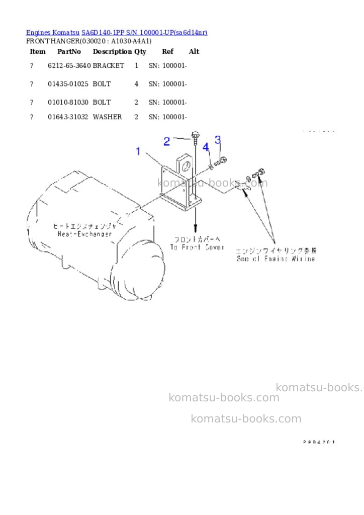 Komatsu sa6d140-1pp s/n 100001-up Parts catalog cover Komatsu sa6d140-1pp s/n 100001-up Parts catalog cover