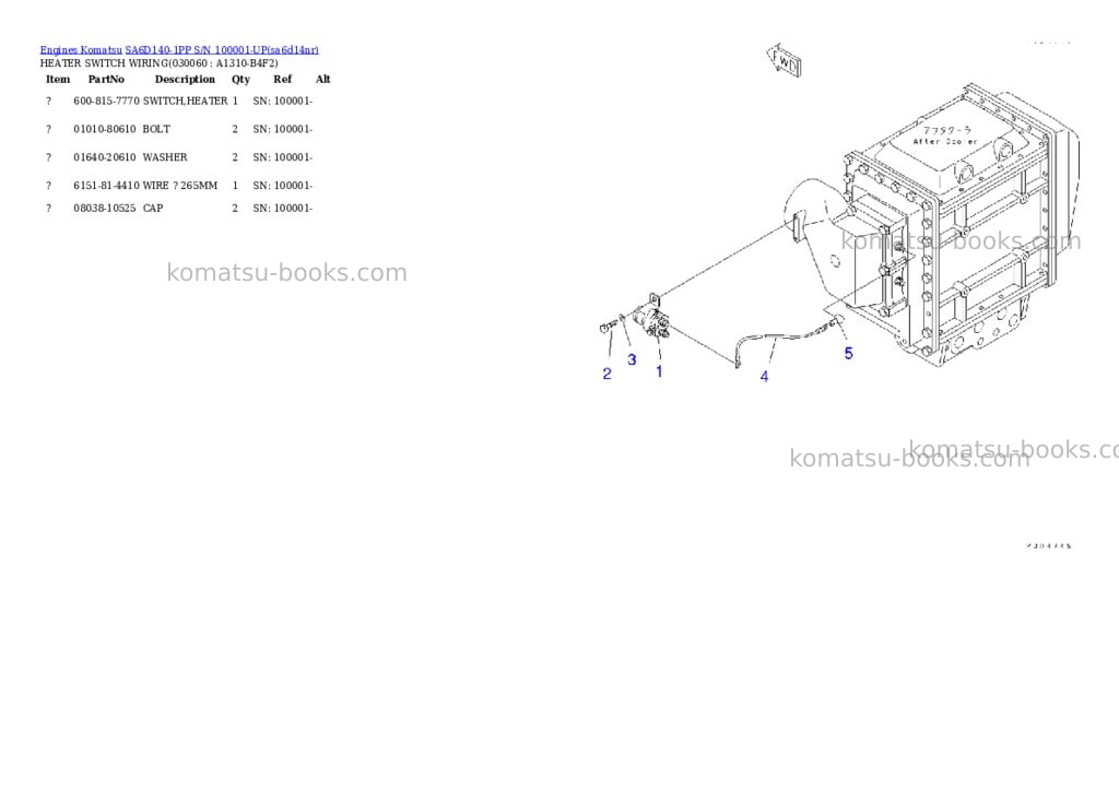 Komatsu sa6d140-1pp s/n 100001-up Parts catalog cover Page 5 Komatsu sa6d140-1pp s/n 100001-up Parts catalog cover Page 5
