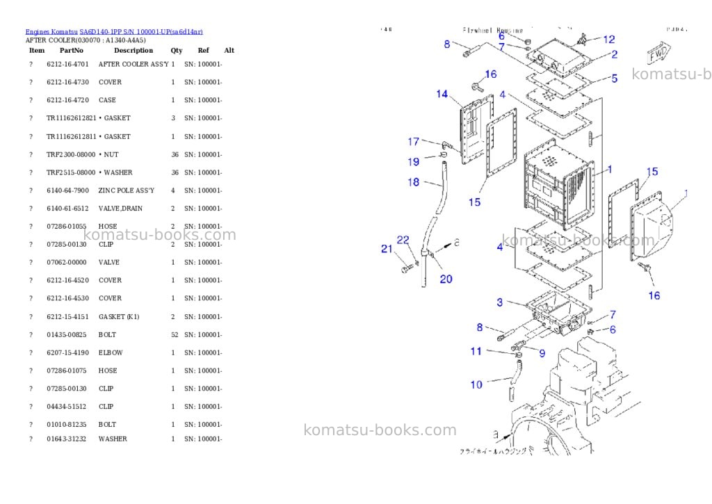 Komatsu sa6d140-1pp s/n 100001-up Parts catalog cover Page 6 Komatsu sa6d140-1pp s/n 100001-up Parts catalog cover Page 6