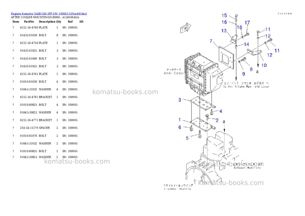 Komatsu sa6d140-1pp s/n 100001-up Parts catalog cover Page 7 Komatsu sa6d140-1pp s/n 100001-up Parts catalog cover Page 7