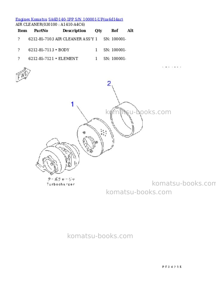 Komatsu sa6d140-1pp s/n 100001-up Parts catalog cover Page 9 Komatsu sa6d140-1pp s/n 100001-up Parts catalog cover Page 9