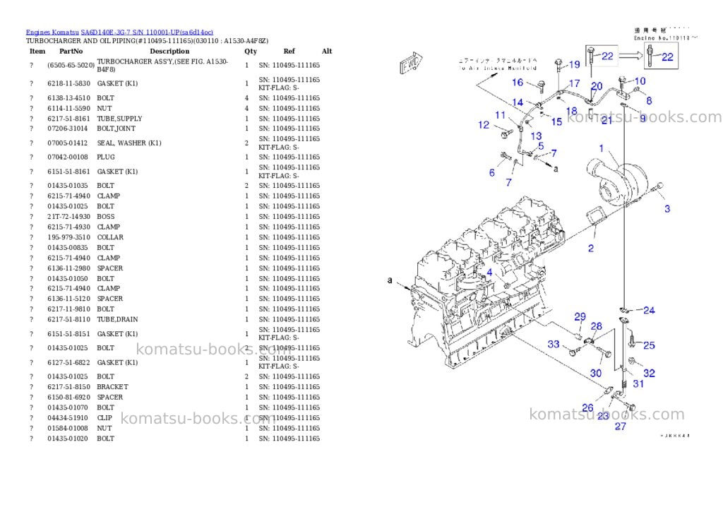 Komatsu sa6d140e-3g-7 s/n 110001-up Parts catalog cover Page 10