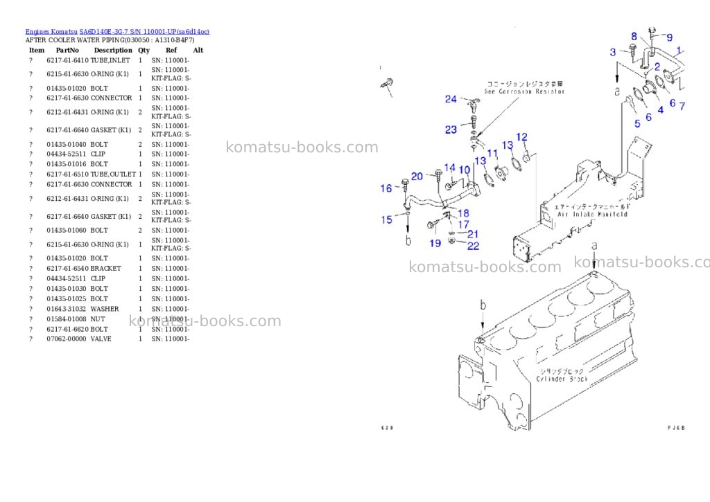 Komatsu sa6d140e-3g-7 s/n 110001-up Parts catalog cover Page 4