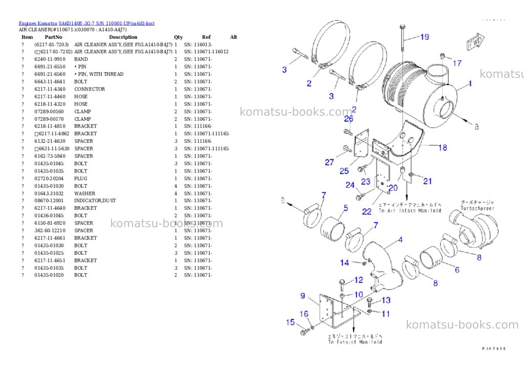 Komatsu sa6d140e-3g-7 s/n 110001-up Parts catalog cover Page 6