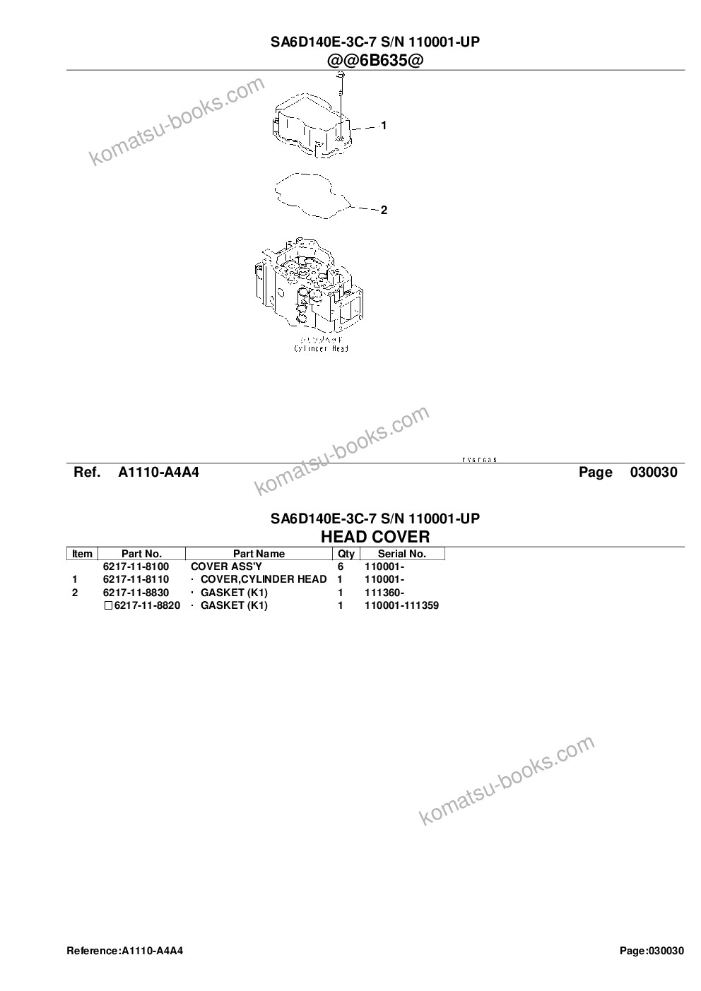 Komatsu sa6d140e-3c-7 s/n 110001-up Parts catalog cover Page 8 Komatsu sa6d140e-3c-7 s/n 110001-up Parts catalog cover Page 8