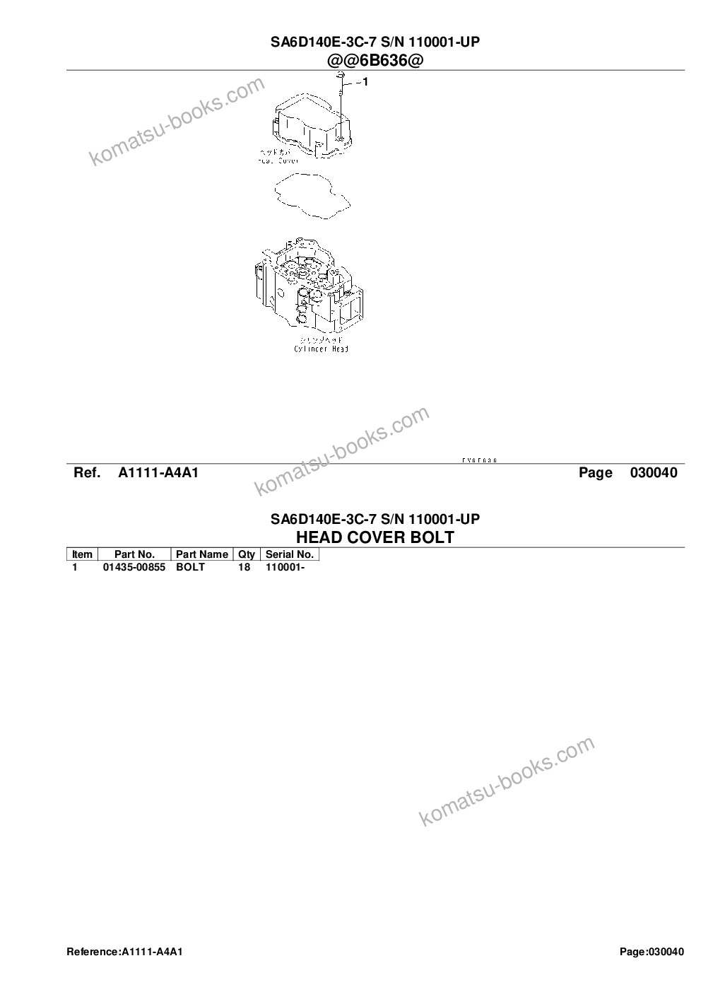 Komatsu sa6d140e-3c-7 s/n 110001-up Parts catalog cover Page 9 Komatsu sa6d140e-3c-7 s/n 110001-up Parts catalog cover Page 9