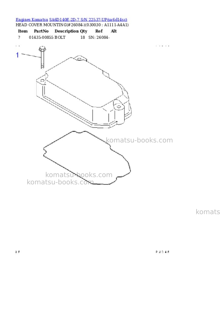 Komatsu sa6d140e-2d-7 s/n 22537-up Parts catalog cover Page 2 Komatsu sa6d140e-2d-7 s/n 22537-up Parts catalog cover Page 2