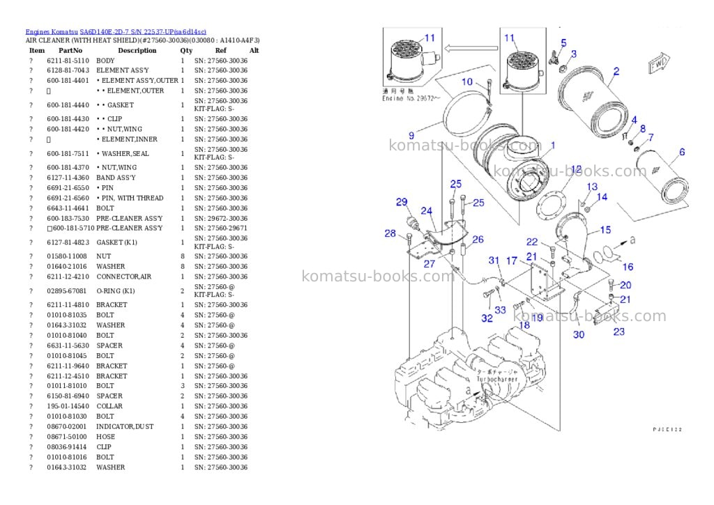 Komatsu sa6d140e-2d-7 s/n 22537-up Parts catalog cover Page 7 Komatsu sa6d140e-2d-7 s/n 22537-up Parts catalog cover Page 7