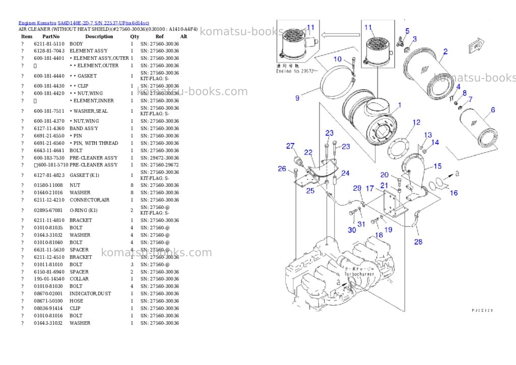 Komatsu sa6d140e-2d-7 s/n 22537-up Parts catalog cover Page 9 Komatsu sa6d140e-2d-7 s/n 22537-up Parts catalog cover Page 9