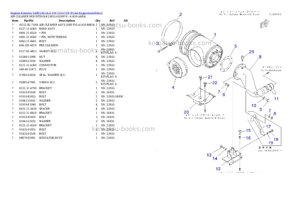 Komatsu SA6D140-2A-G S/N 22537-UP (Front Engine) Parts catalog cover Page 6 Komatsu SA6D140-2A-G S/N 22537-UP (Front Engine) Parts catalog cover Page 6