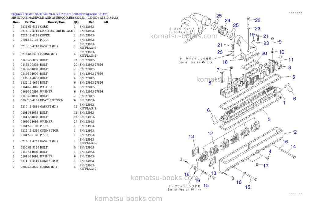Komatsu SA6D140-2B-G S/N 22537-UP (Rear Engine) Parts catalog cover Page 4 Komatsu SA6D140-2B-G S/N 22537-UP (Rear Engine) Parts catalog cover Page 4