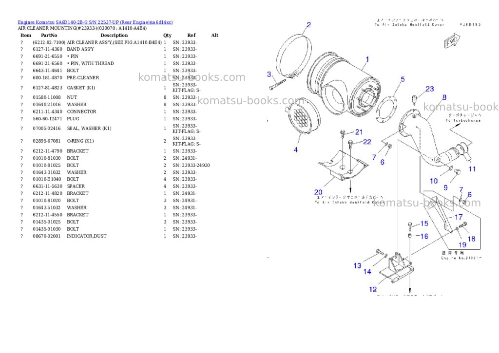 Komatsu SA6D140-2B-G S/N 22537-UP (Rear Engine) Parts catalog cover Page 6 Komatsu SA6D140-2B-G S/N 22537-UP (Rear Engine) Parts catalog cover Page 6