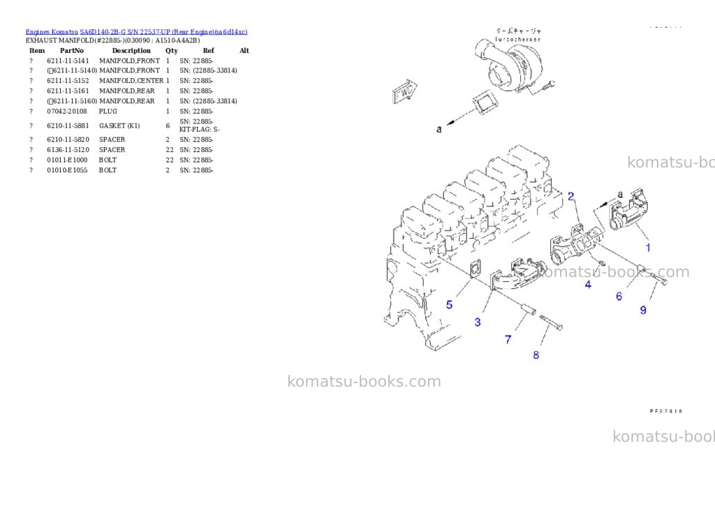 Komatsu SA6D140-2B-G S/N 22537-UP (Rear Engine) Parts catalog cover Page 8 Komatsu SA6D140-2B-G S/N 22537-UP (Rear Engine) Parts catalog cover Page 8