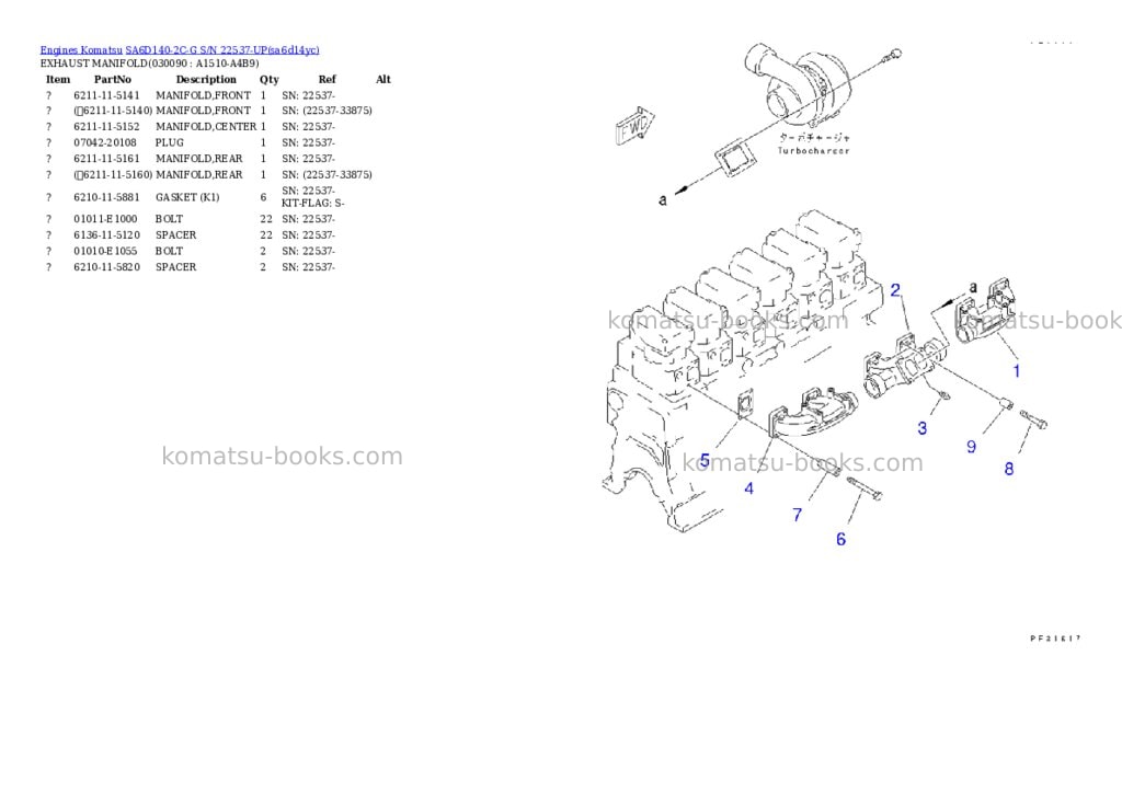 Komatsu sa6d140-2c-g s/n 22537-up Parts catalog cover Komatsu sa6d140-2c-g s/n 22537-up Parts catalog cover