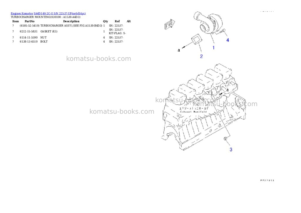 Komatsu sa6d140-2c-g s/n 22537-up Parts catalog cover Page 2 Komatsu sa6d140-2c-g s/n 22537-up Parts catalog cover Page 2